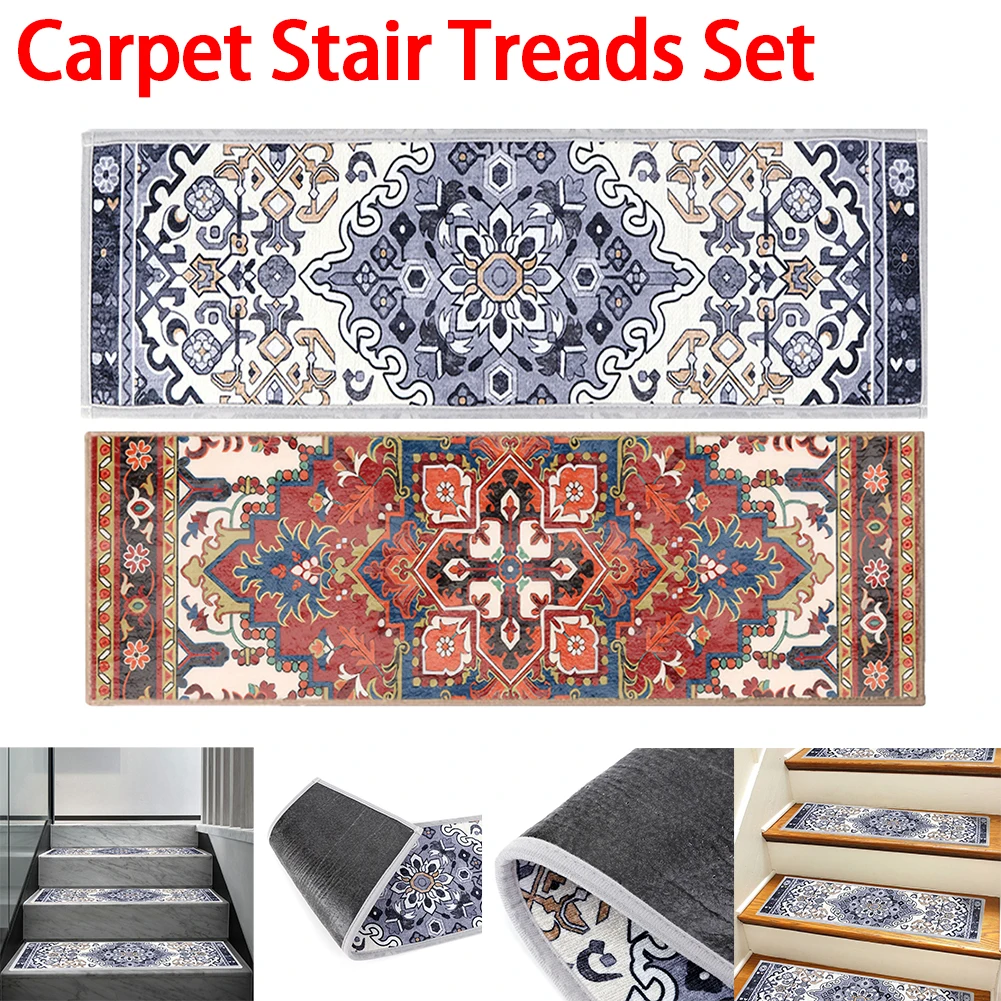 

Набор из 15 многоразовых противоскользящих ковриков для лестниц в стиле бохо, безопасные нескользящие накладки для ступеней для собак, детей и пожилых людей