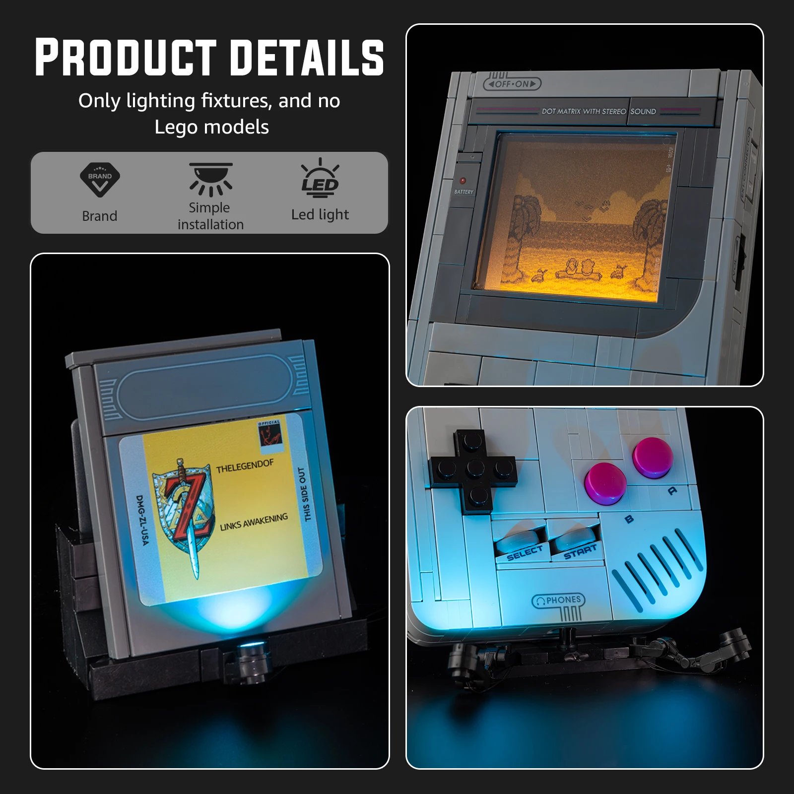 LED-Beleuchtungsset, geeignet für Lego Gameboy Game Boy 72046 Bausteine mit dekorativen Lampenideen (Modellbausteine NICHT im Lieferumfang enthalten)