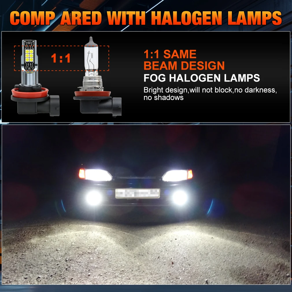 XSTORM 1/2 Stück H11 LED-Nebelscheinwerfer Glühbirnen Canbus Fehlerfrei 9005 HB3 9006 HB4 H7 H4 LED-Leuchten für Auto 30000LM 80W 12V – Detail 7