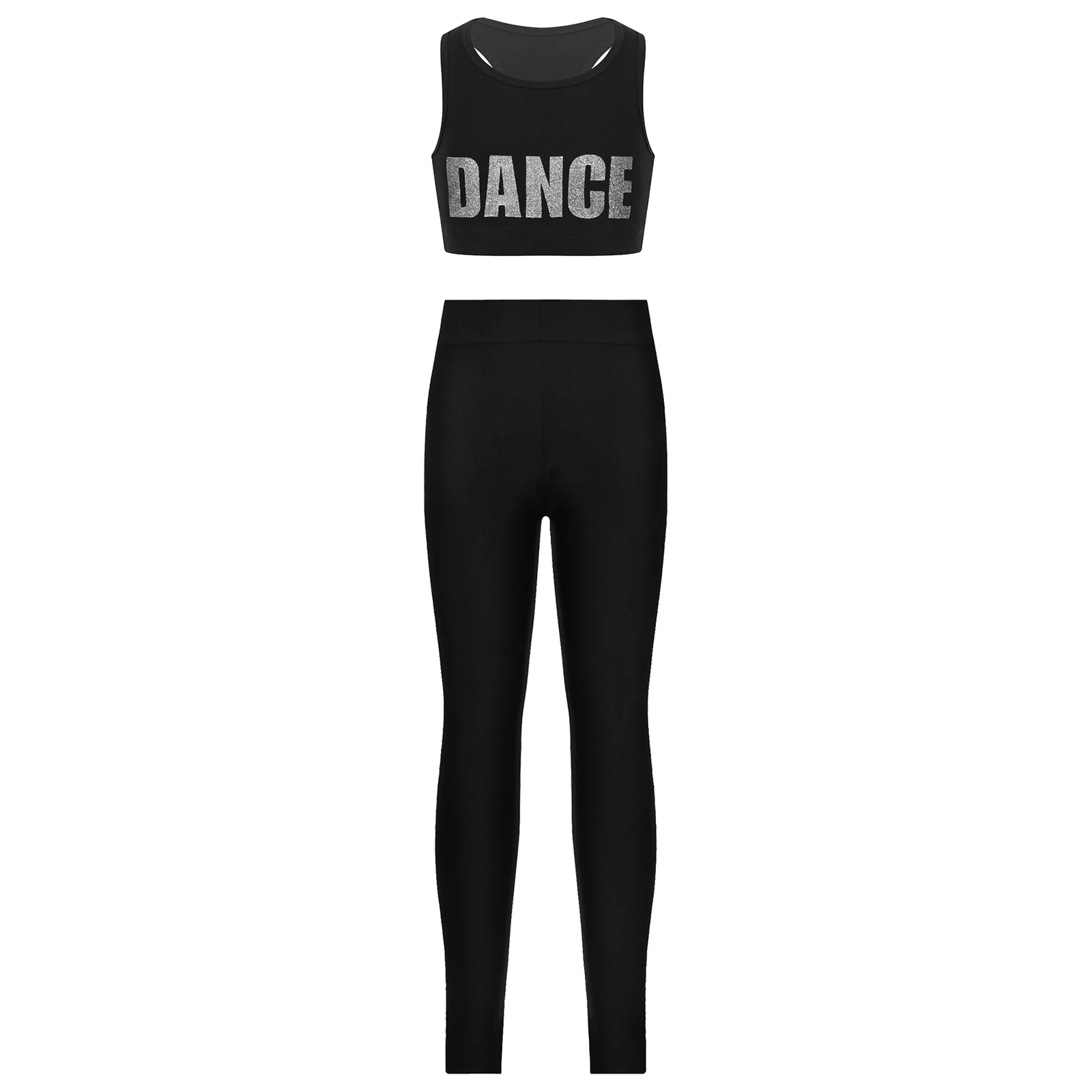 Yoga Sets for Girls Kids Gymnastics Outfits Two Pieces Ballet Dance Outfits Workout Crop Top with Leggings Gym Fitness Set