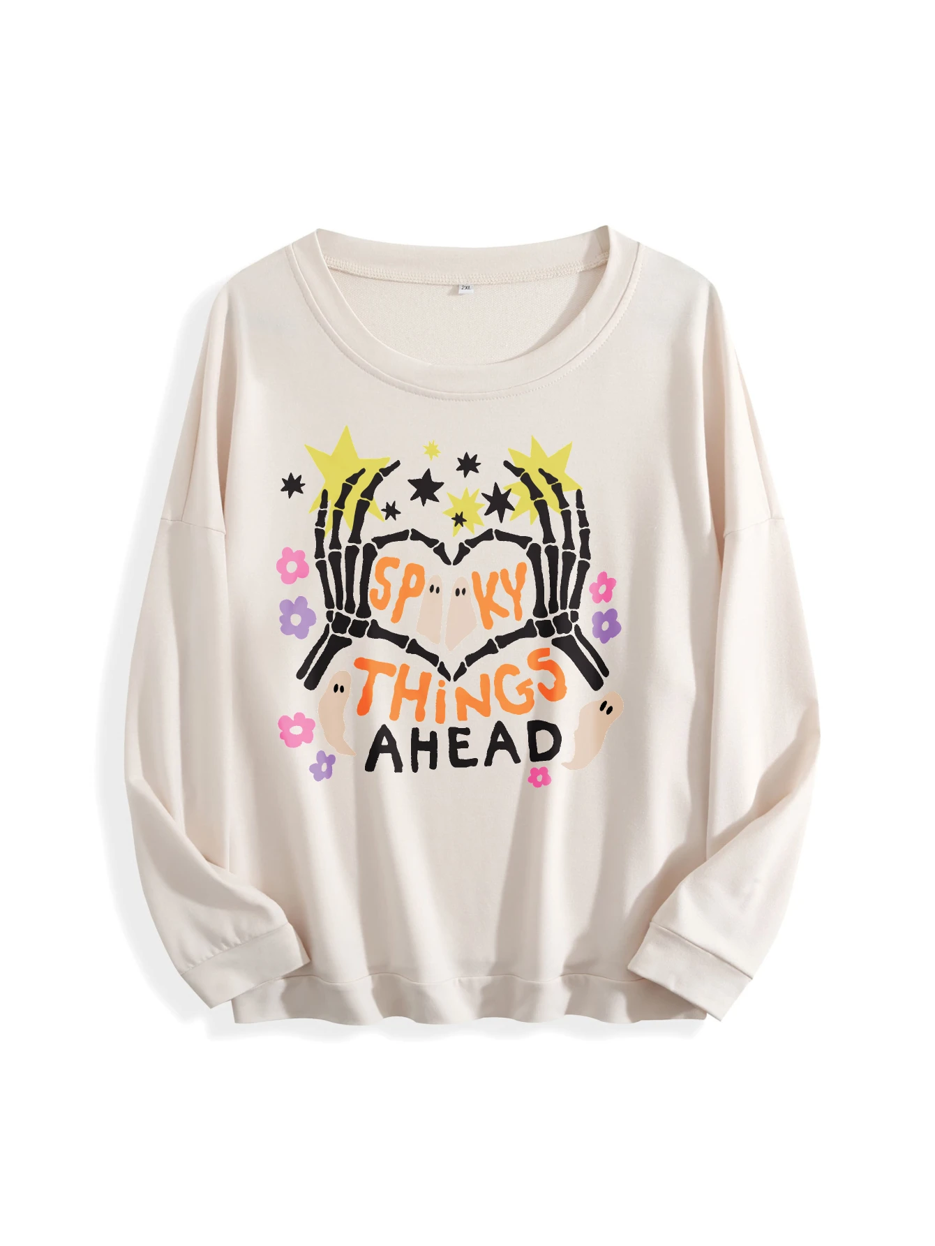 Boho Halloween Cozy Stylish Women’s Crew Neck Jumper Multi Color Loose Pure Cotton for Autumn Winter Halloween Sports Fashion