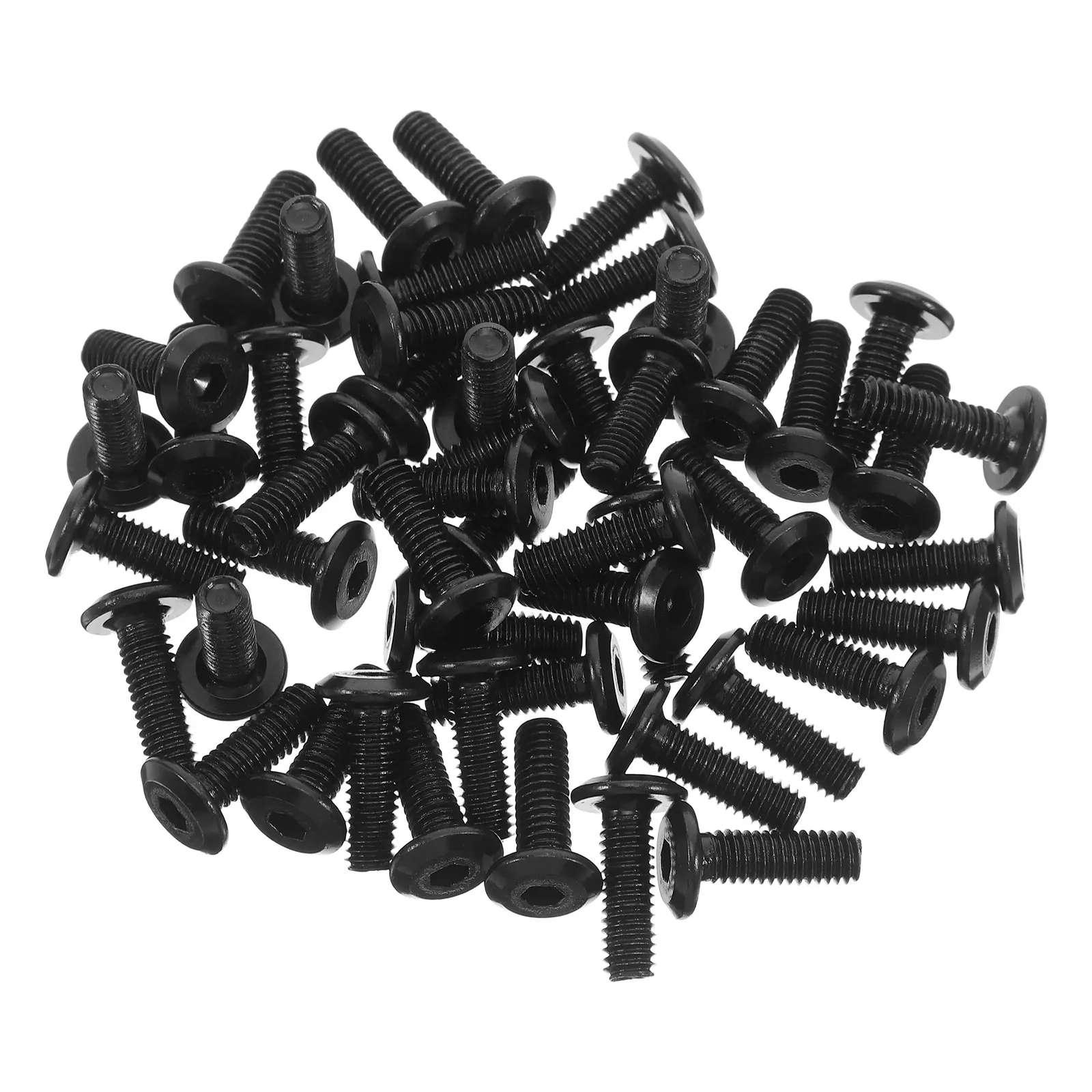 

50Pcs Black Hexagonal Carbon Steel Countersunk Flat Head Screws Heavy Duty Fully Threaded Furniture Fastener for Shelves