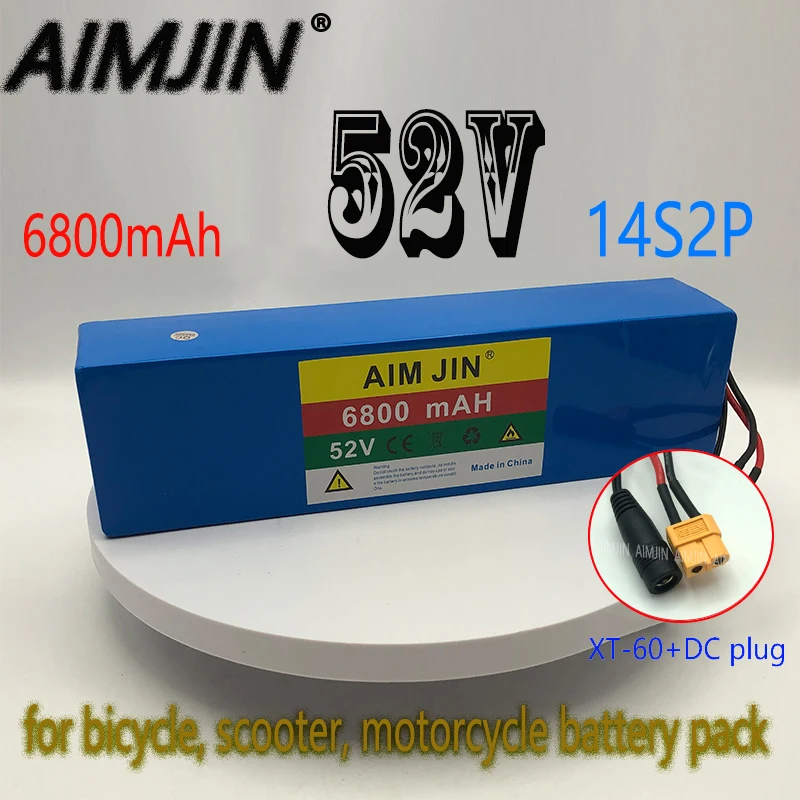 superior quality18650Li-Ion Battery52V6.8AH14S2P Suitable for Bicycle Scooter Motorcycle Replace Battery XT60+DC Plug high-power