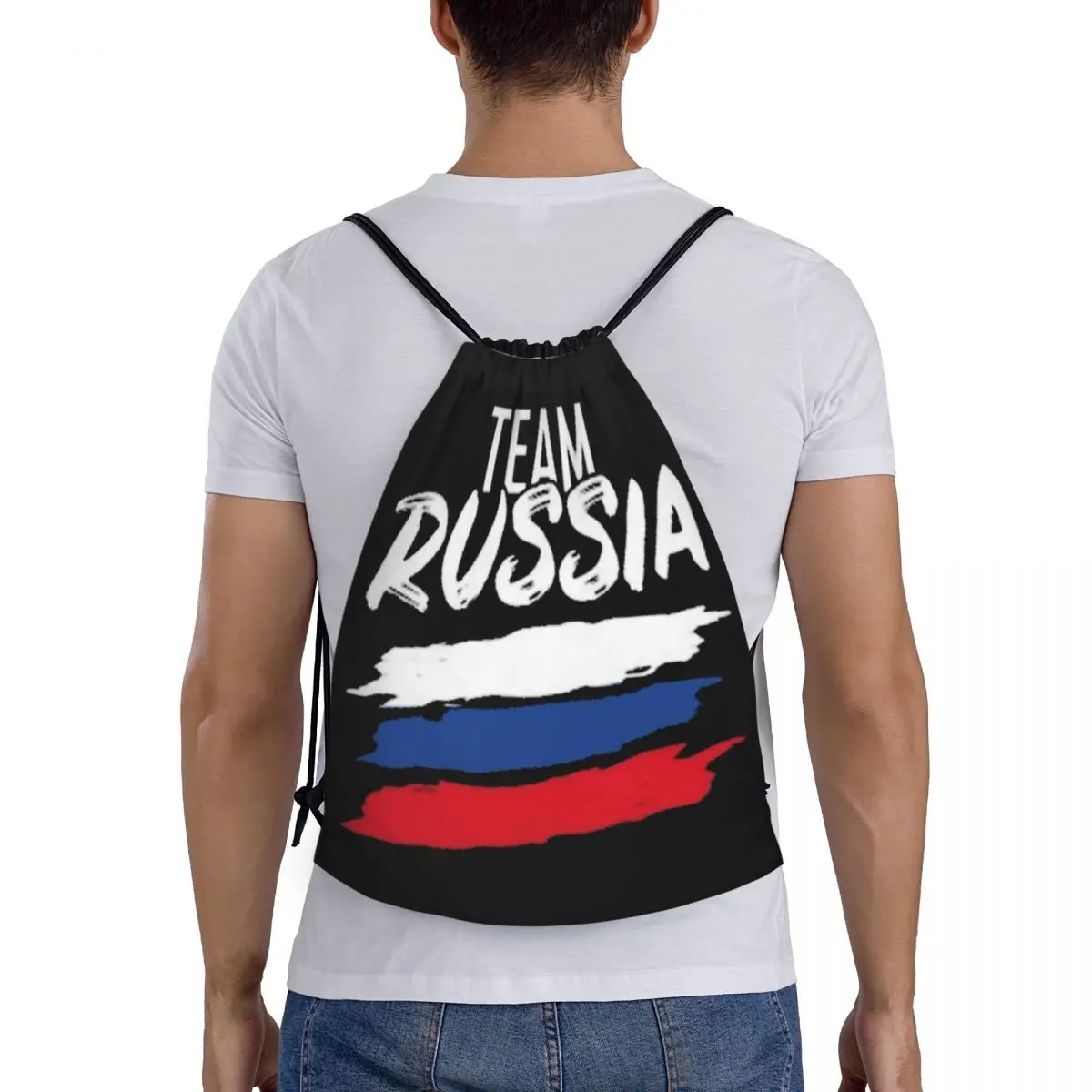 Flag Of Russia Portable Drawstring Bags Backpack Storage Bags Outdoor Sports Traveling Gym Yoga