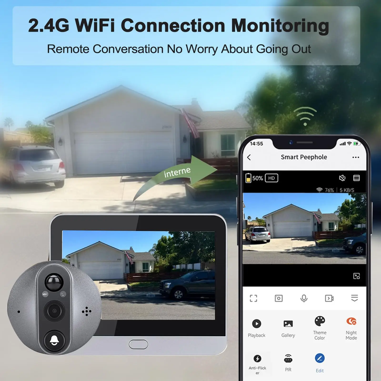 3MP Tuya WiFi Doorbell Camera Smart Life Wireless Waterproof Video Doorbell HD IR Night Vision Door Bell Family Apartment Camera