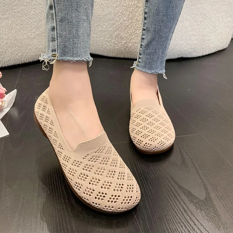 New Summer Mesh Fabrics Breathable Flats Women Shoes Ventilate Lace Leisure Loafers Woman Shoes Comfort Casual Light Sneakers