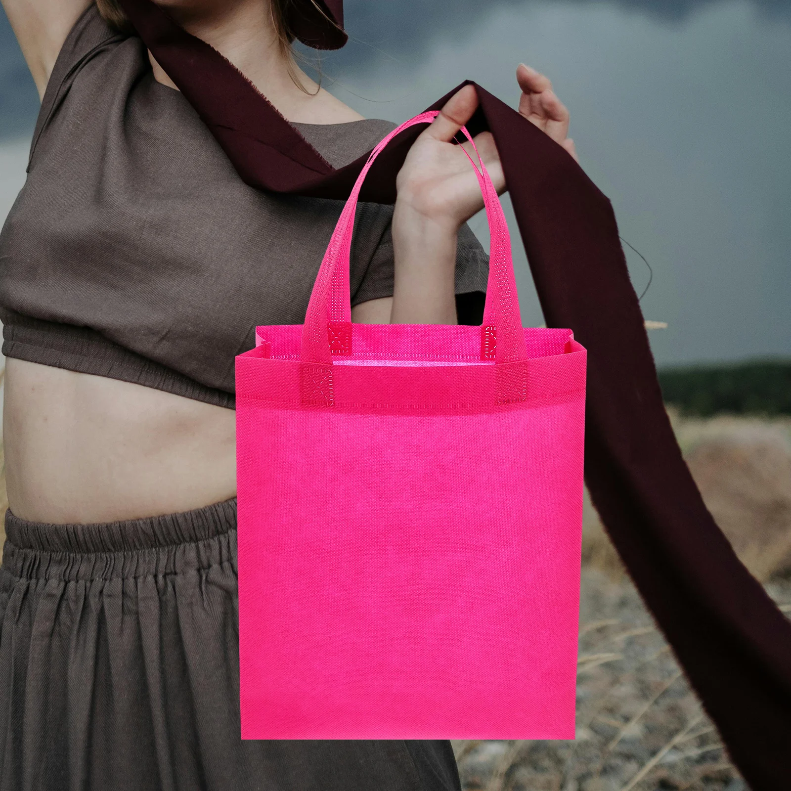 30 قطعة غير المنسوجة قابلة لإعادة الاستخدام التسوق قماش للحفلات مقابض صديقة للبيئة حفلة عيد الميلاد لصالح البقالة عيد الميلاد حمل الحقائب حقيبة التخزين