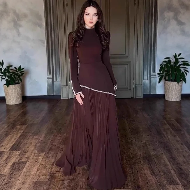

Eid Blouse Top Shirt Pleated Skrit Suit Women Muslim 2 Piece Set Ramadan Dubai Party Bandage Shirt Long Skirt Musulman Ensembles