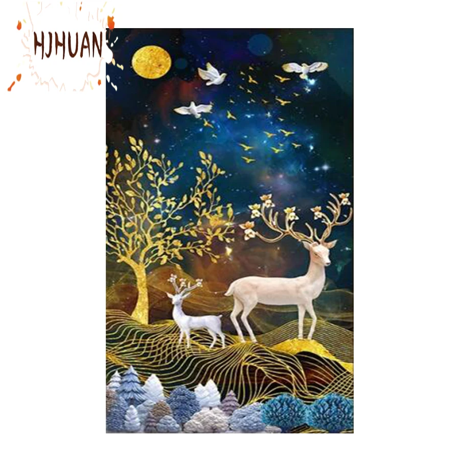 

5D Diy Diamond Painting Bird money tree deer Full Round Square Rhinestone Mosaic Wall Art Picture Home Decoration Birthday Gift