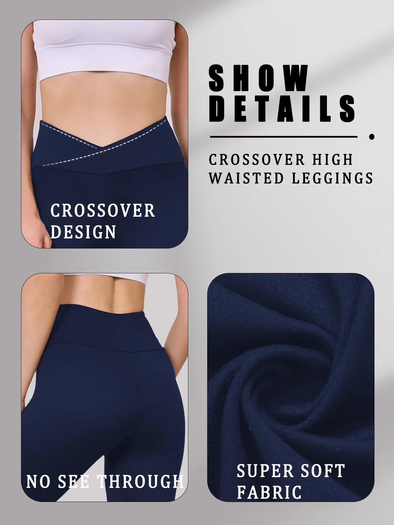 Women's Super Soft Crossover High Waisted Leggings Tummy Control Workout Yoga Running casual wear Leggings