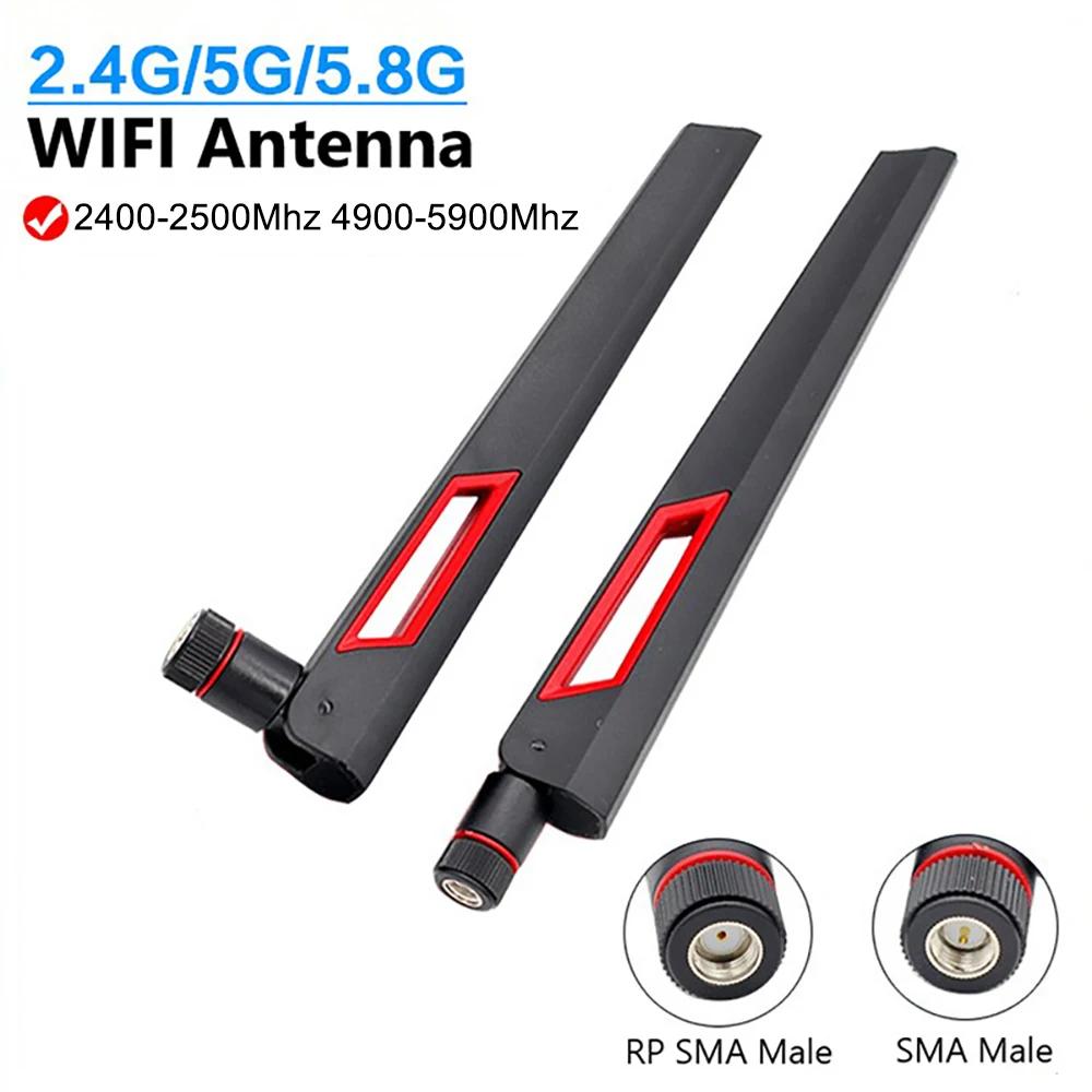 10dbi WIFI Antenna 2.4Ghz 5Ghz 5.8Ghz Signal Booster Antenna RP SMA Male Universal Antena wifi for Amplifier WLAN Router