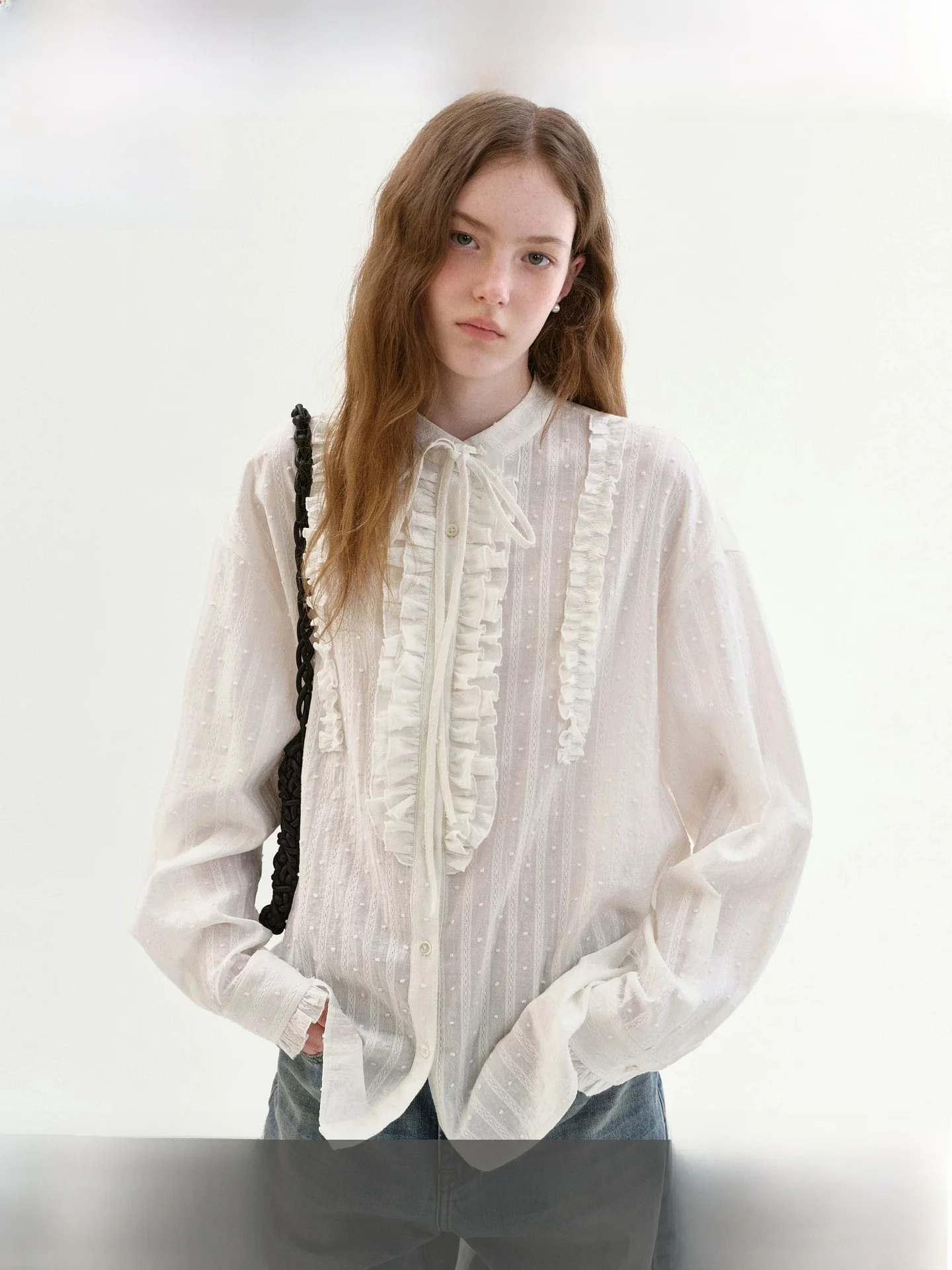 

Женская летняя рубашка Fano в горошек с длинным рукавом, новый стиль, дышащая, из хлопка, с маленьким воротником-стойкой, для делового повседневного стиля