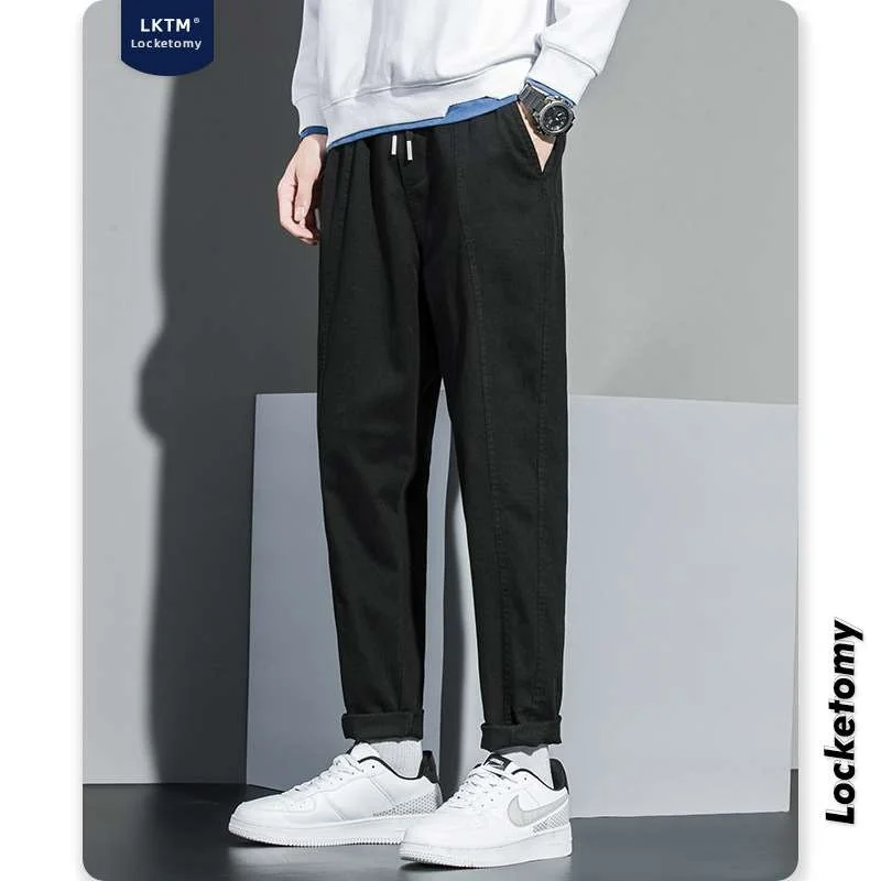 ربيع جديد LK الرجال عادية فضفاض صالح السراويل الشاملة مزدوجة الشق با Thiened Busin بدلة رسمية لون نقي ملابس السهرة