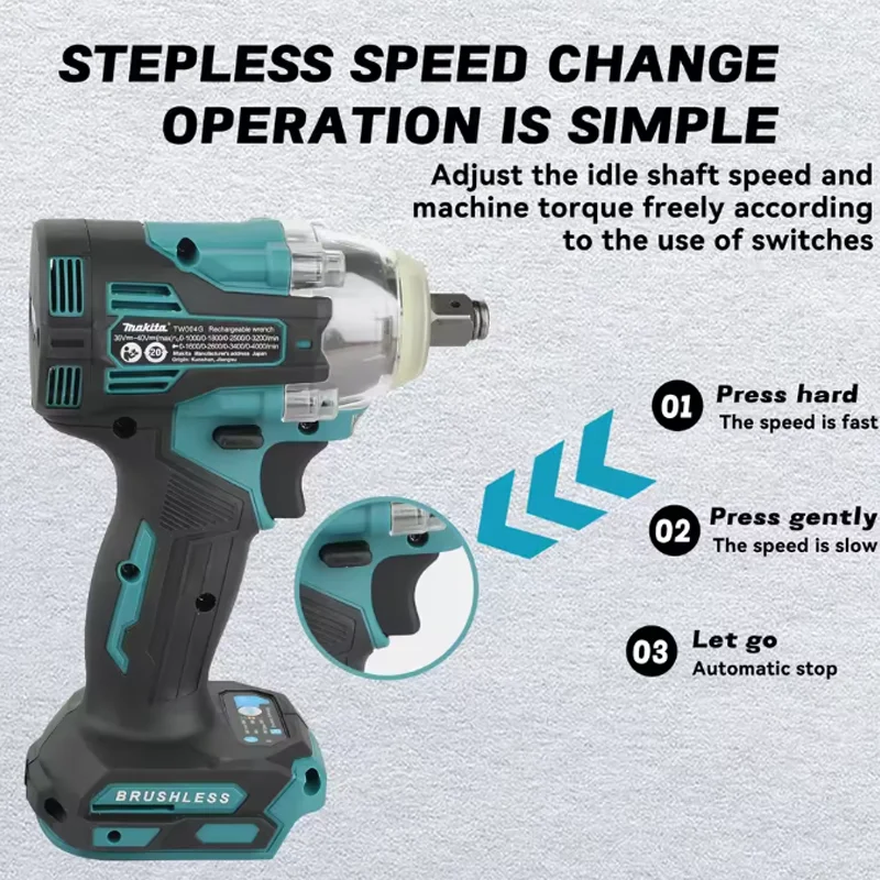 

Makita TW004G 630N.m Brushless Screwdriver Machine Cordless Electric Screwdriver Rechargable Drill Driver For 18V Battery