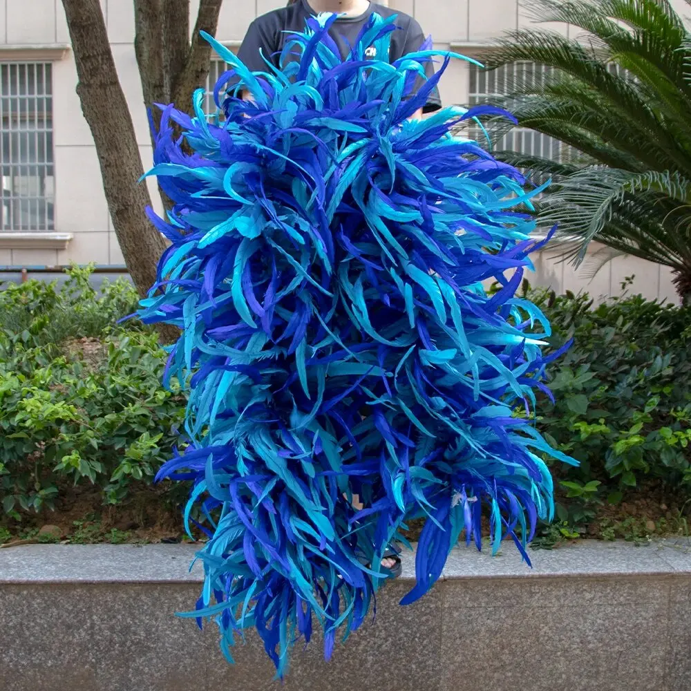 

2 3Yards Large Rooster Tail Chicken Feather Boa Shawl for Carnival Party Costume Dress Clothing Decoration Performance Props