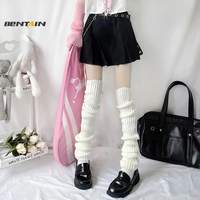 70CM Women's Lolita Long Socks Lengthened Leg Warmers  JK College Style Knitted Warm Socks Autumn Winter Over Knee Boot Cuffs