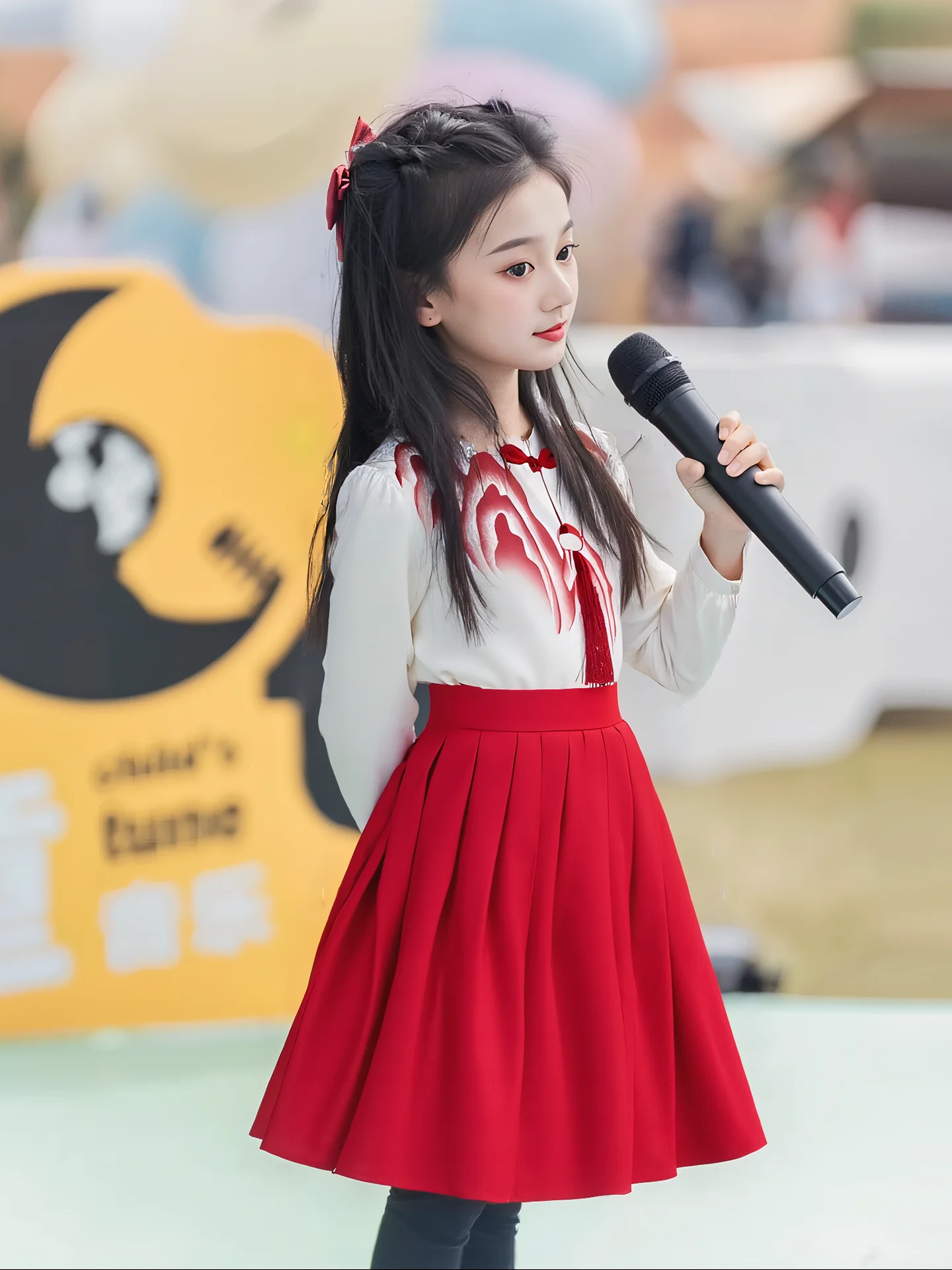 

Red Performance Outfit for Girls Primary School Students Patriotic Chorus Reading Speech Costume National Stage Clothing