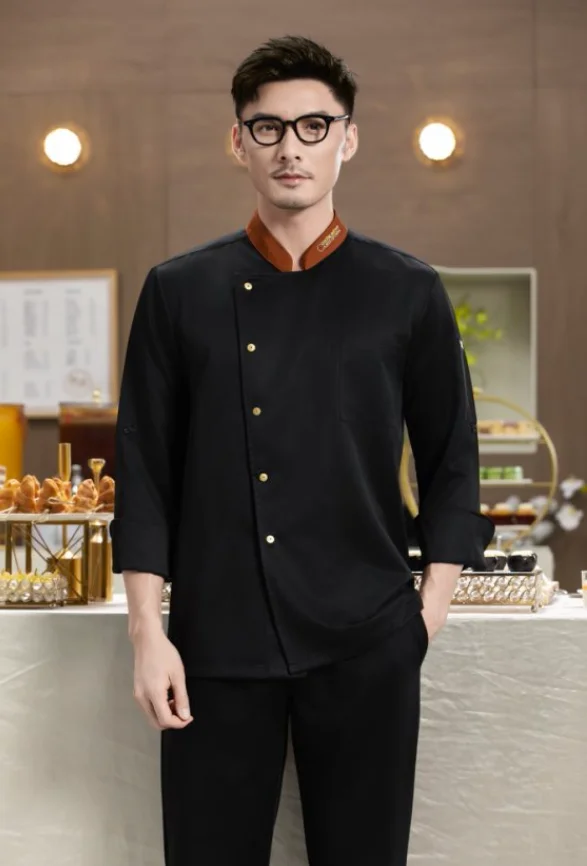 Chaqueta de Chef blanca de manga larga, uniforme de Chef de restaurante, camiseta de Chef, uniforme de trabajo de panadero, abrigo de cocinero de Hotel, ropa con logotipo para mujer