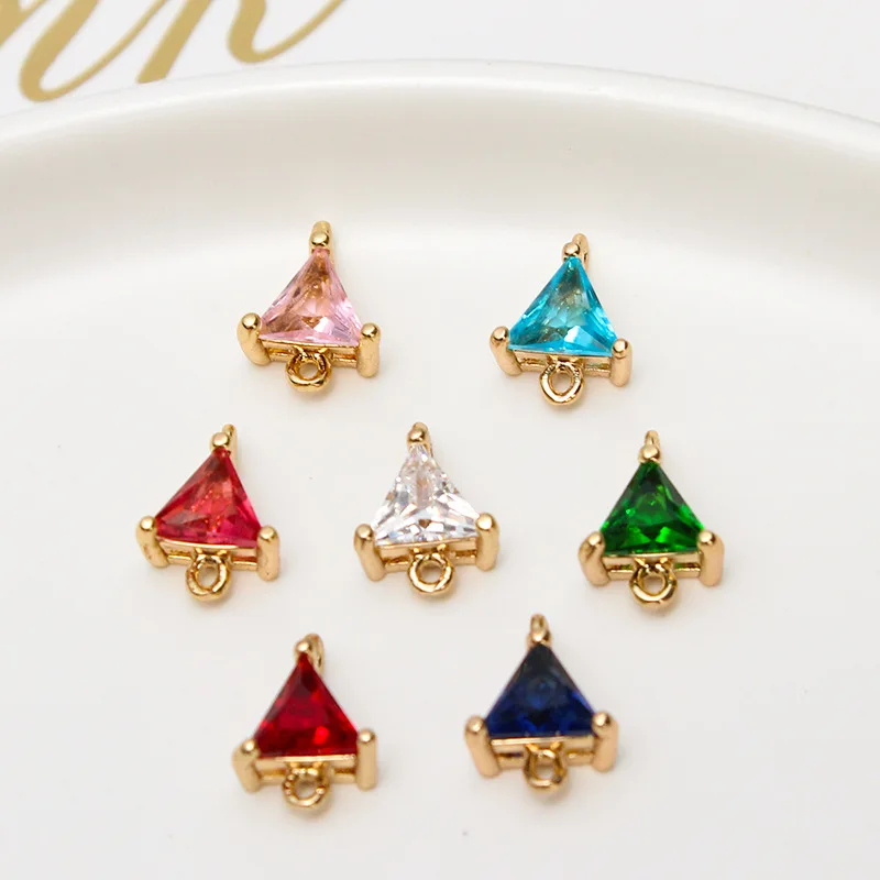 1pcs Diy Jewelry Accessories Copper-encrusted Zircon Geometric Triangle Earrings Necklace Bracelet Materials Handmade Charms