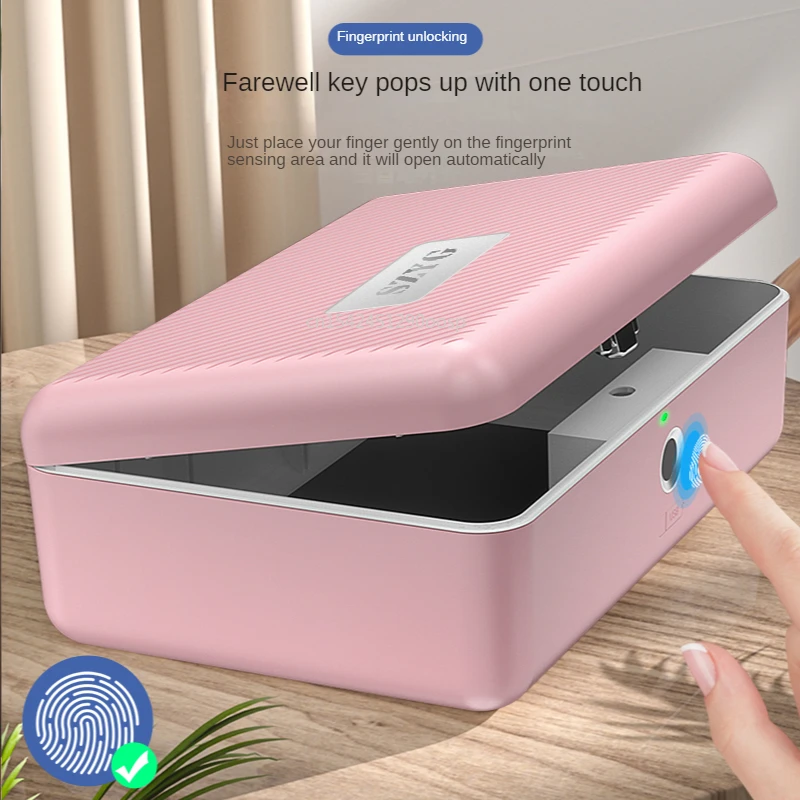 Fingerprint Storage Box Privacy Box Key ID Card Jewelry Box with Password Lock Storage Safe Safe Box