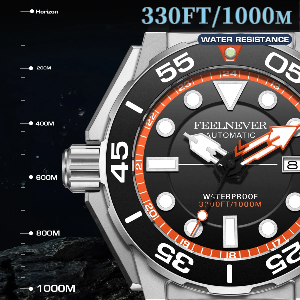 FeelNever Top brand Men Luxury Watch 1000m Waterproof BGW9 Super luminous relogios masculinos Automatic Mechanical Watches+BOX