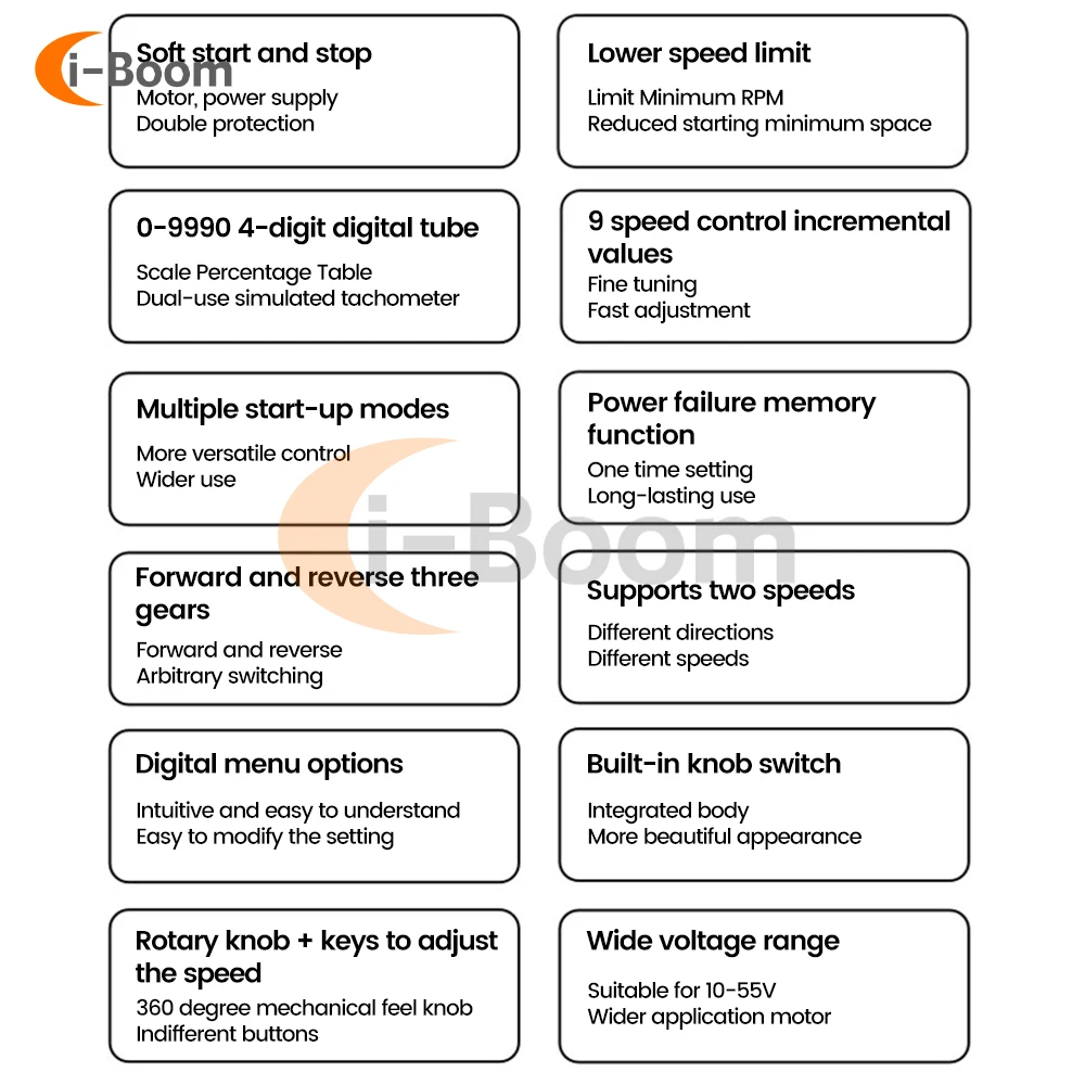 DC10-55V 40A Motor Speed Controller PWM Motor Driver DC Brush Motor Speed Controller Push Button Knob Control With Power Switch