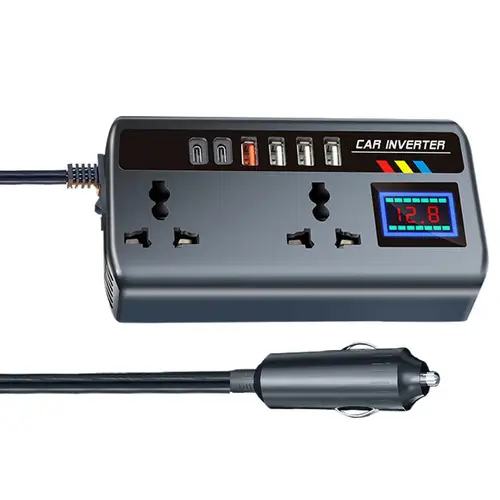 Convertidor para salida de coche para coche, puertos de carga rápida de 12V/24V a 220V, inversor de cargador automotriz portátil, 3 puertos USB para adultos