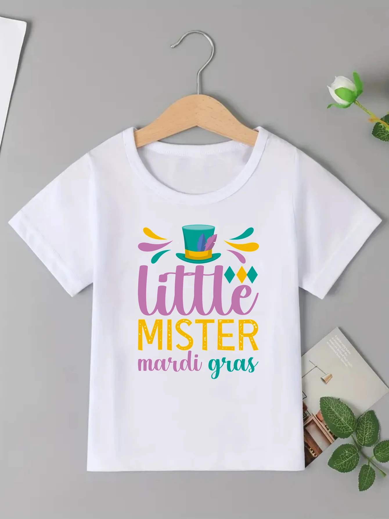 

Mardi Gras Holiday Gifts Shirt Little Mister Mardi Gras Letter Printed T Shrit Boy Funny Kids Clothes Summer Short Sleeve Shirt