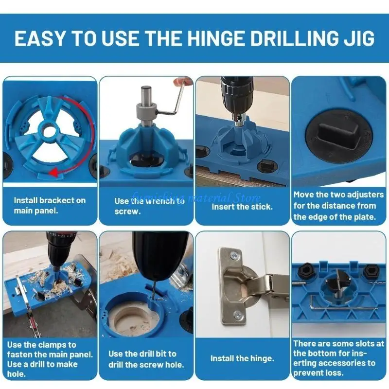 Y5GD Professional 35mm Hinge Template Set and Small Blue Lock Hole Locator User friendly