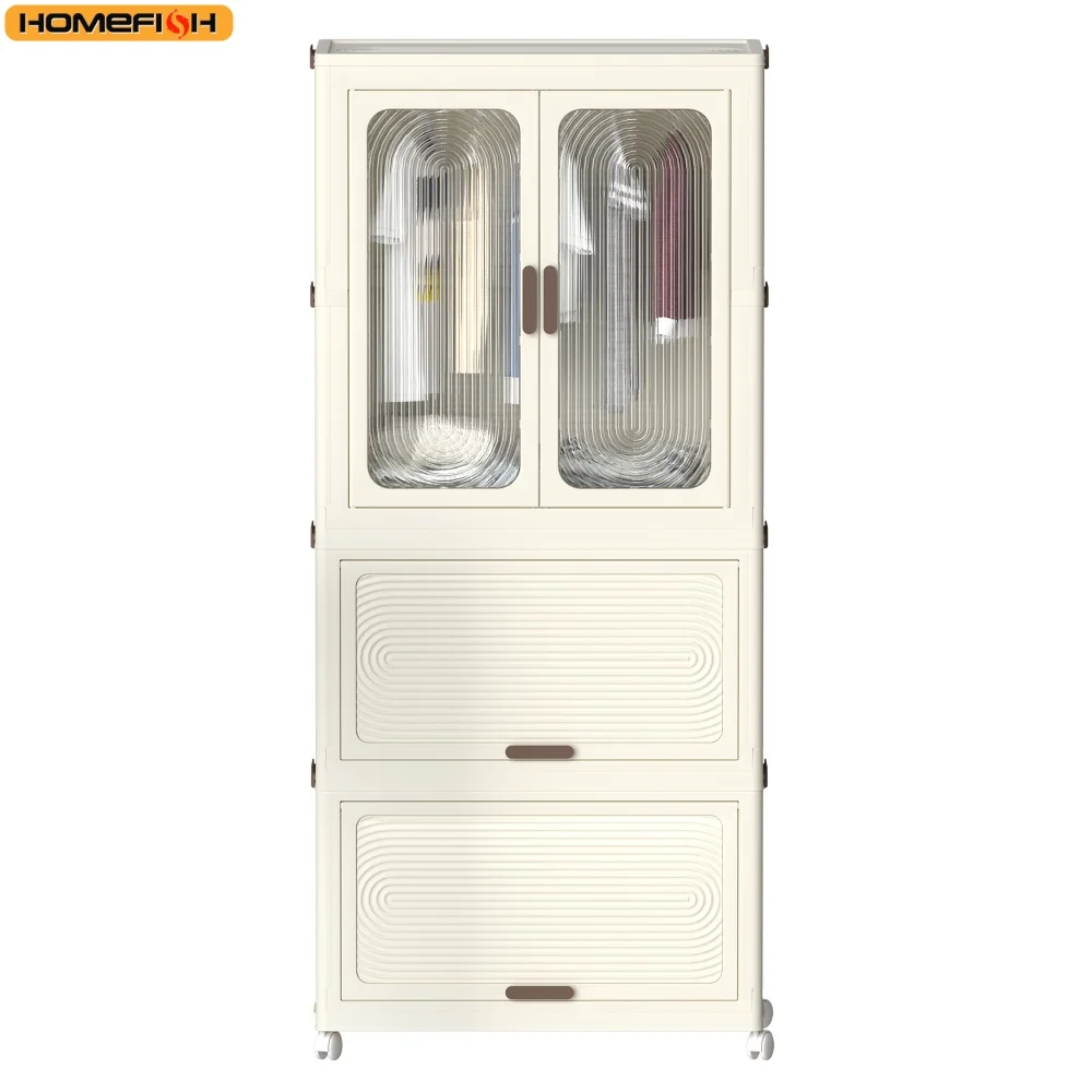 Organizzatore portatile per armadio guardaroba per vestiti, cassettiera, porte magnetiche con 4 cubi e asta per appendere, 10 grucce
