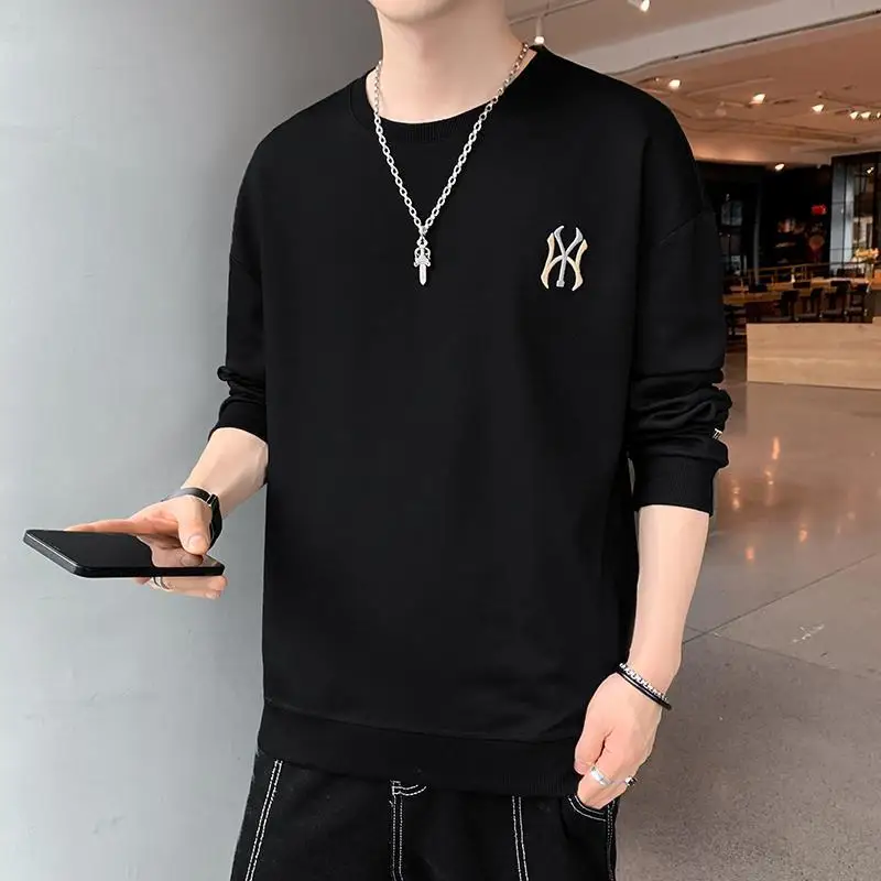 Embroidered Hoodie Men's Long Sleeve round Neck Spring Autumn Winter New Style Trendy Brand Youth Straight Cut Head over Foot...