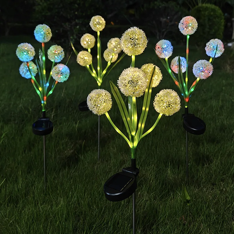 1/3/5-Head Solar Dandelion Garden Lights, Color Changing LED Outdoor Stake Lights for Yard Patio Pathway Lawn Decor Landscaping