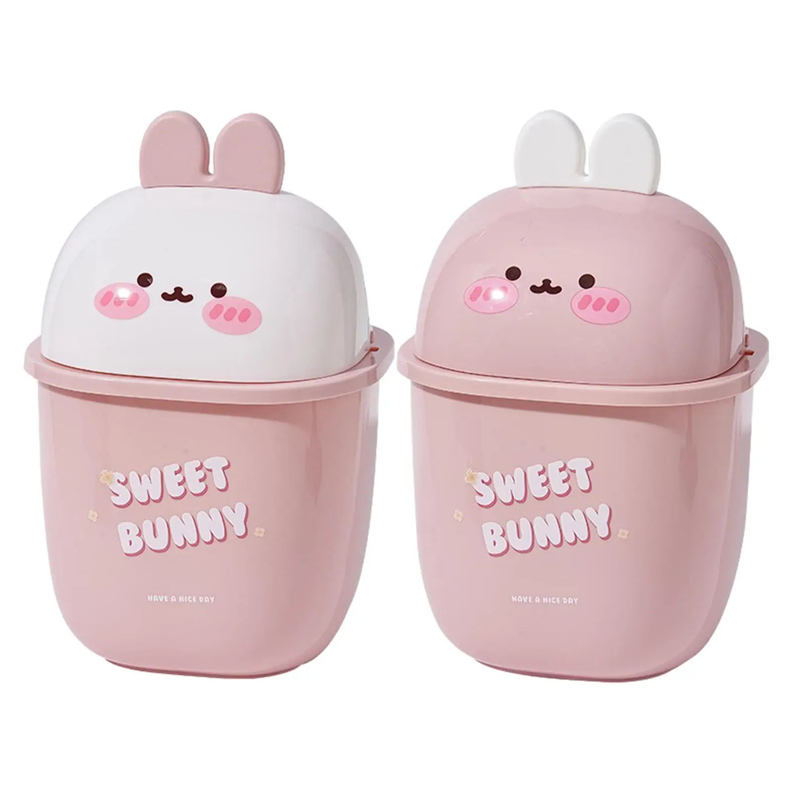 Mini Trash Can with Flip Lid Cute Wastebasket Cute Desktop Basket Can Trash Bin for Vanity Dressing Table Desk Home Kitchen