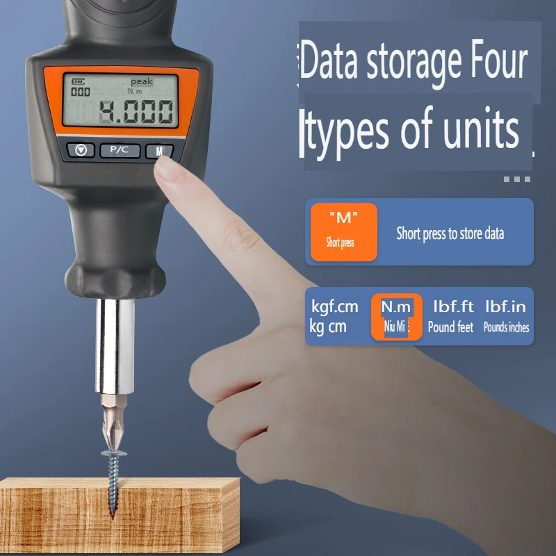 SNS-8N.m Digital Torque Screwdriver Kit  LCD Display Reversible Torque Wrench Data Storage in Peak Mode with 10pcs Bits