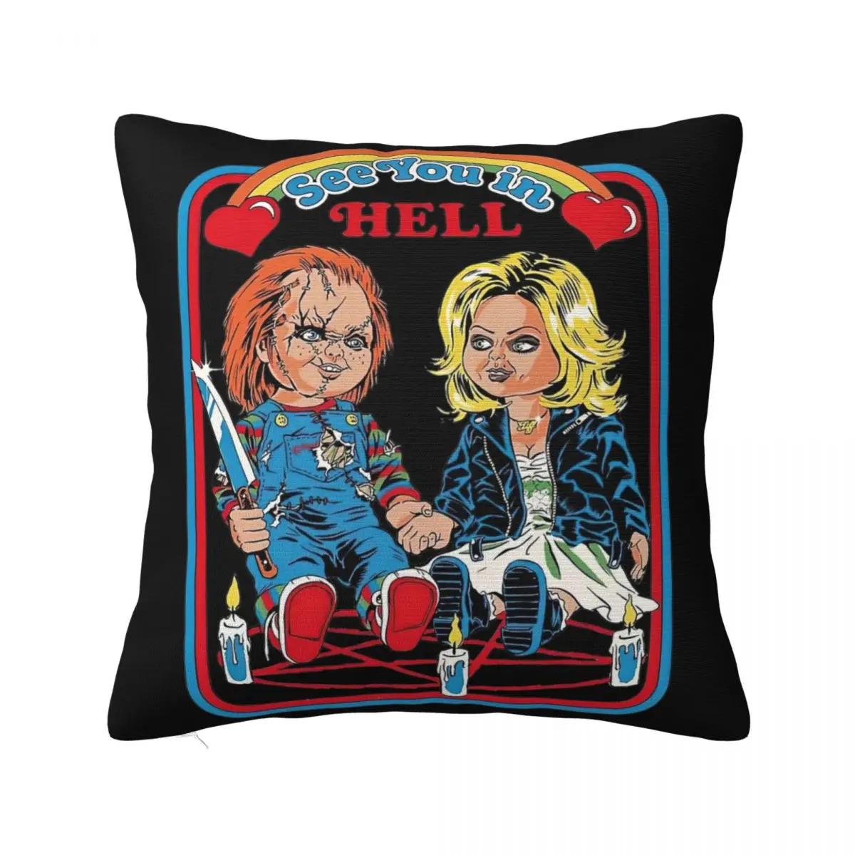 Chucky Tiffany See You In Hell Pillowcase Printed Polyester Cushion Cover Decoration Throw Pillow Case Cover Home Square 45X45cm