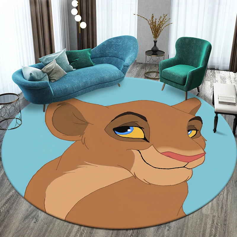 Lion King Simba Cute Cartoon Printed Round Carpet, Bedroom Balcony Entrance Door .Sofa, Non-slip Mat. Home Decoration Gift Rug