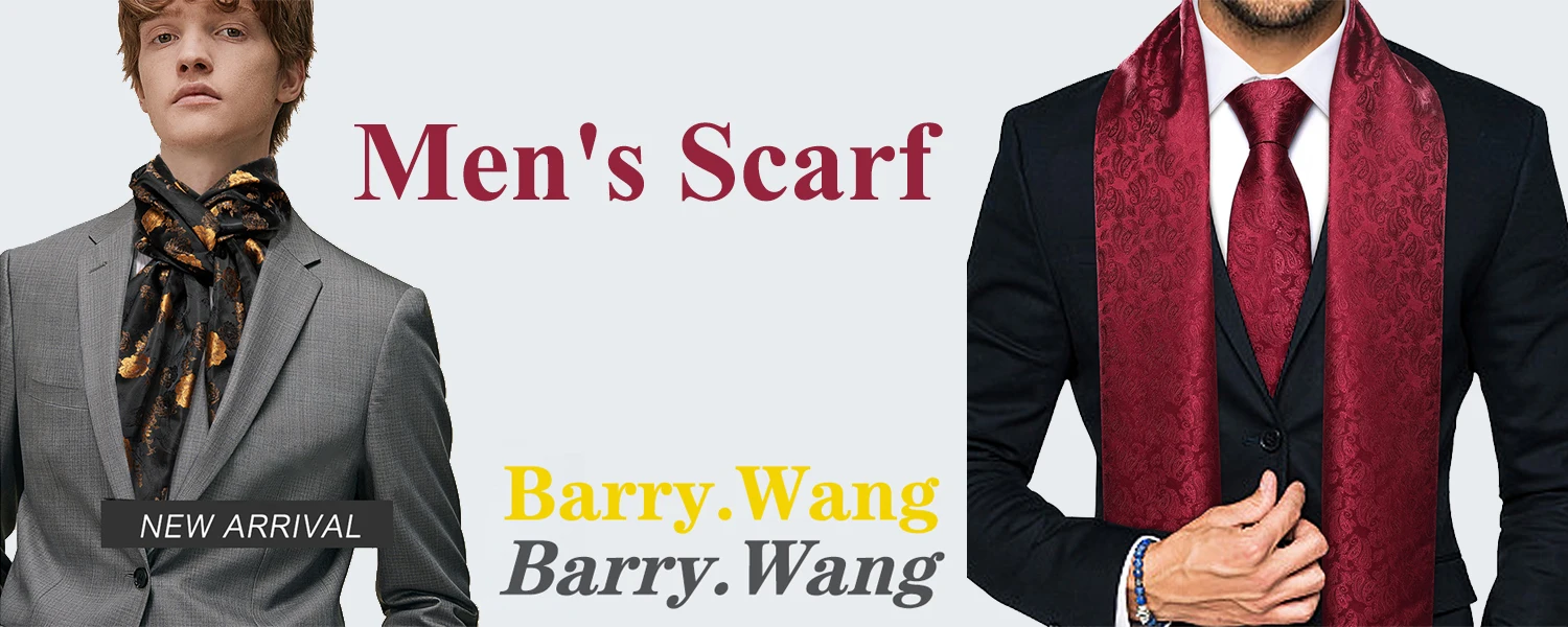 Barry.Wang Jacquard Seide Herren Schal Blumen Paisley stilvolle Burgunder Gold grün rot blau lila für männliche Hochzeit Business Party – Detail 1