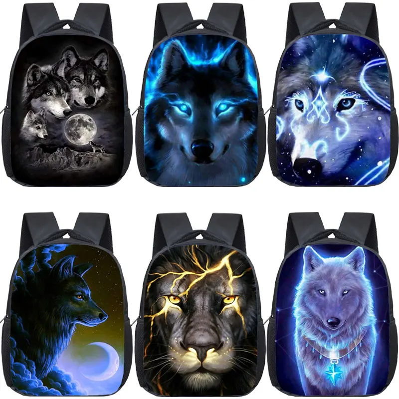 

Animal Wolf Backpack Children Back To School Backpack for Boys Girls Primary Kindergarten Mochila Zipper Bookbag Kids School Bag