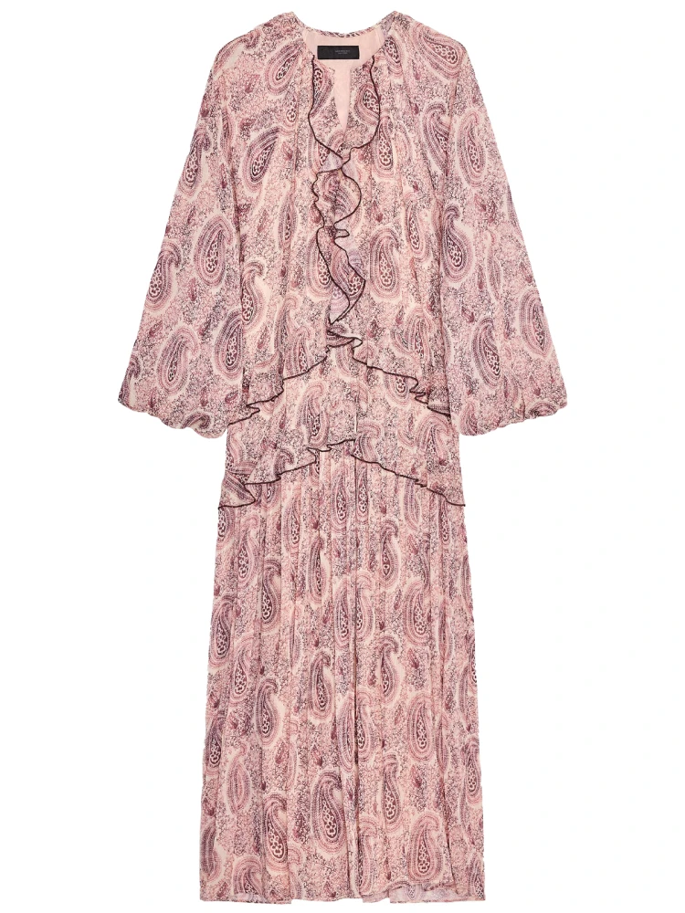 ZAPRHA 2025 Novo Solto Impresso Longo Sve Dr Ele Decoração em Camadas Casual Doce Sle Feminino Dr Temporada de Verão