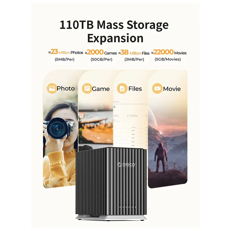 محطة إرساء الأقراص الصلبة ORICO 5 خليج للتخزين الشخصي، خزانة القرص الصلب Xternal Multi Bay