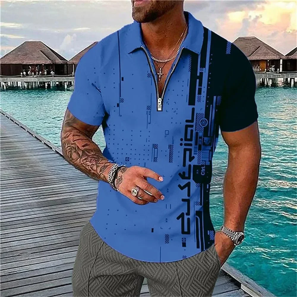 Classic Short 3D Printed Men's Spring and Summer T-shirt Button Supergrande Summer New Top