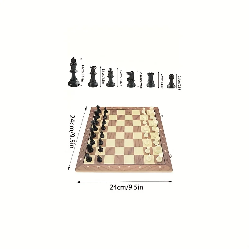 Schach Magnetisches faltbares Schachspiel aus massivem Holz Schachbrett Kinder Geschenk Familienstrategie Schachspiele – Detail 4