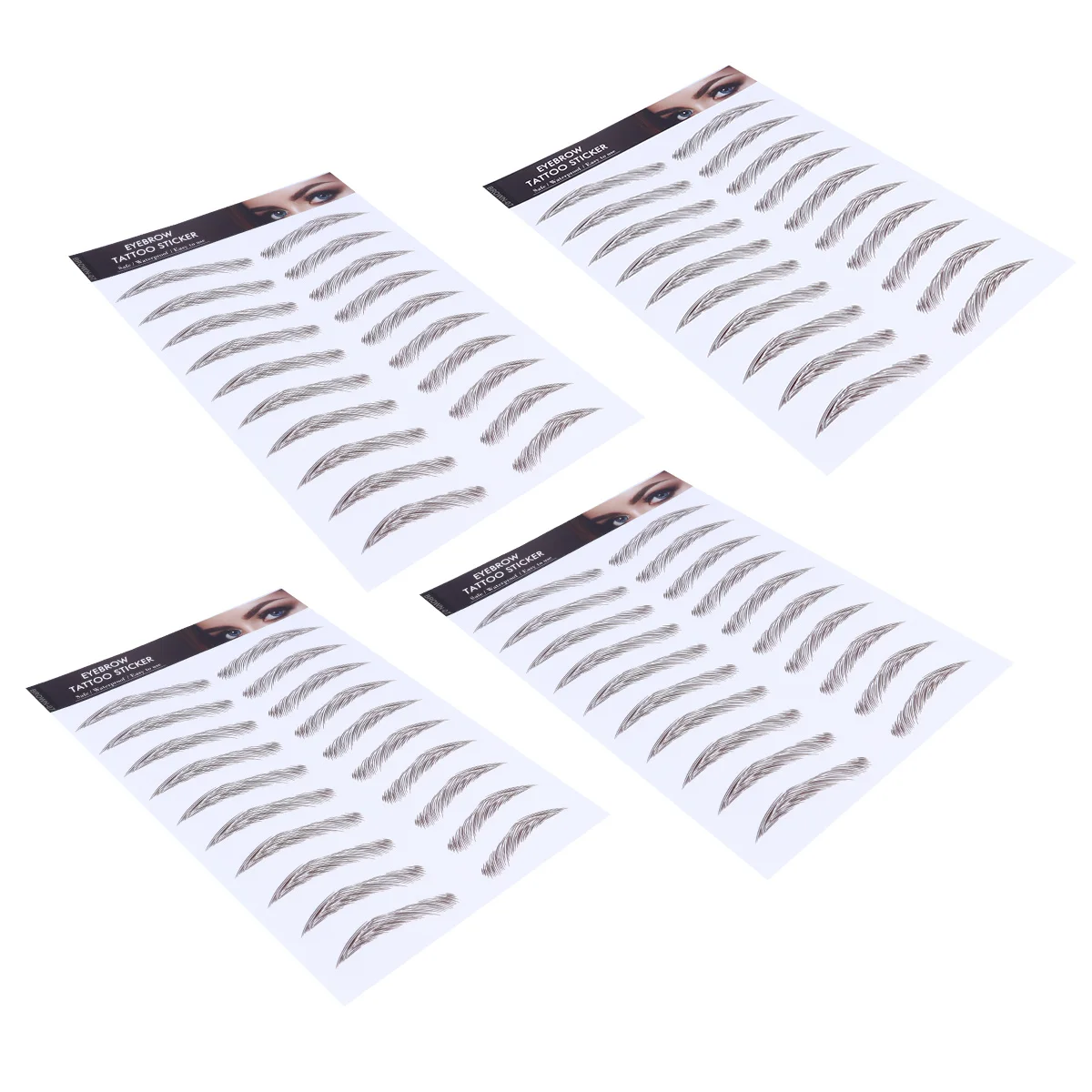 

4Pcs Eyebrow Sticker Waterproof 6D Hair-Like False Eyebrows Stickers for Reusable Natural Look Eyebrow Transfer Sticker