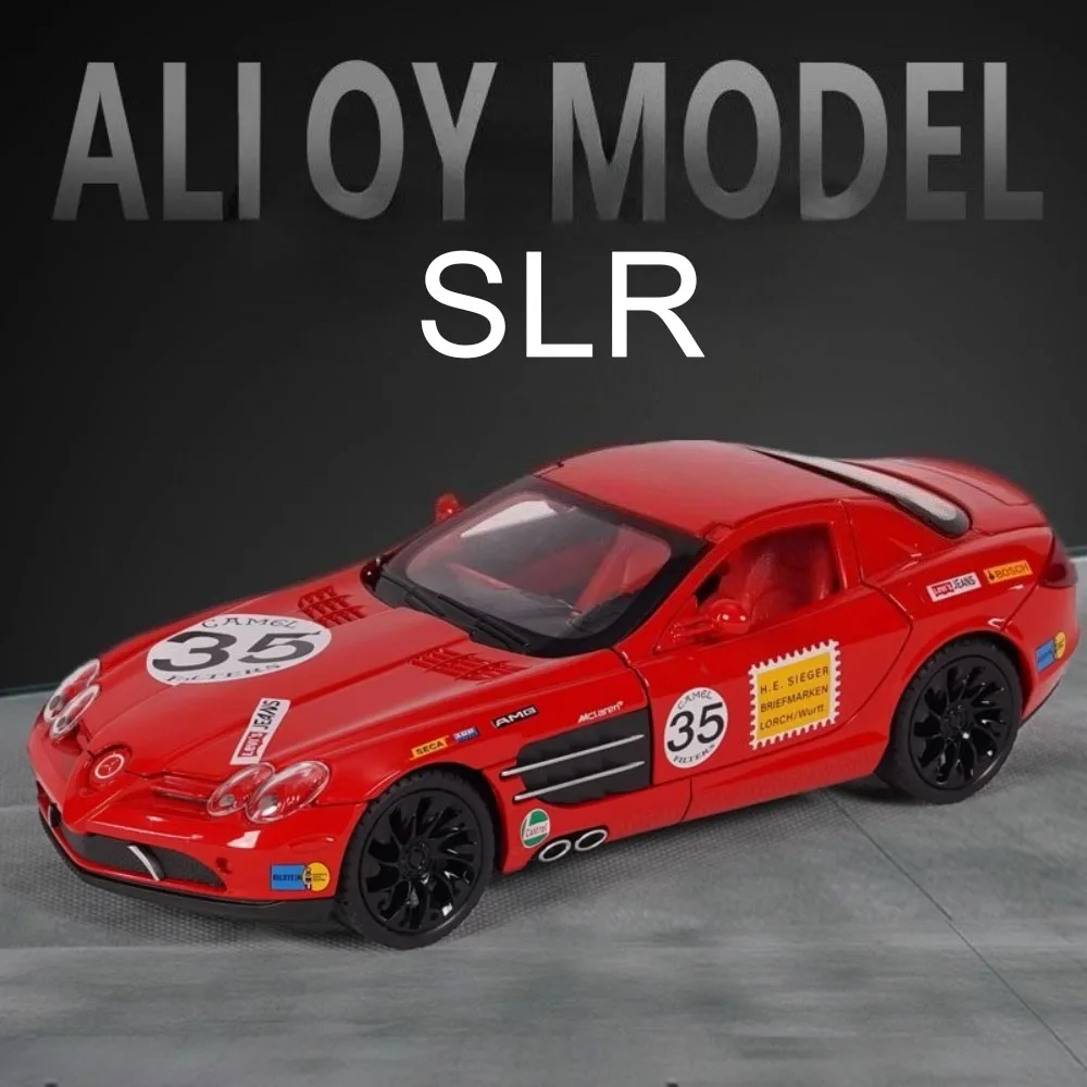 

1:24 SLR W140 300SEL Alloy Model Toys Diecast Sports Car Rear Wheel Return Force Sound Light Doors Opened Vehice for Friend Gift