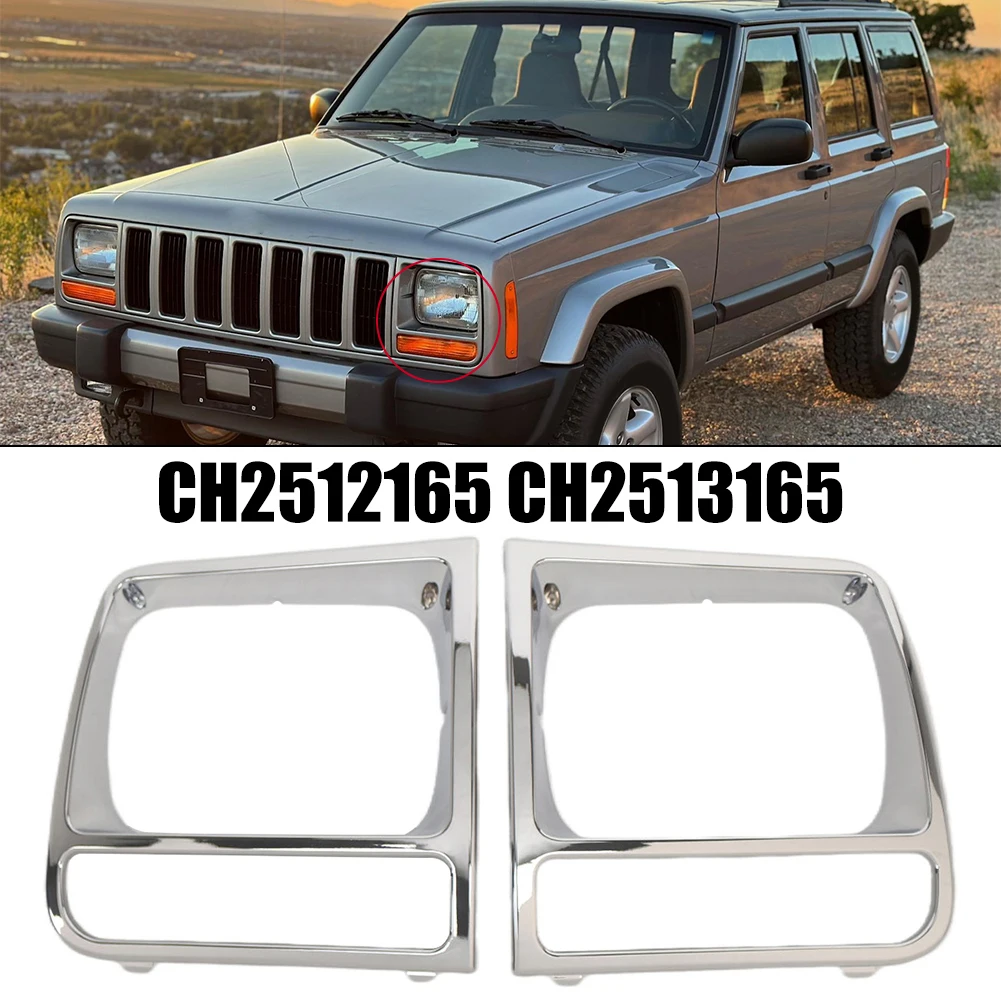 

2x Headlight Exterior Frame For Jeep For Cherokee 1997-2001 CH2512165 55156031AB 5EM73SW1 CH2512156 CH2512157 55055137 CH2513165