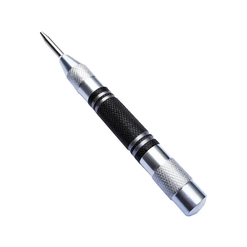 2PCS High Carbon Steel Automatic Center Punch General Automatic Center Punch Adjustable Spring 130mm Black Silver