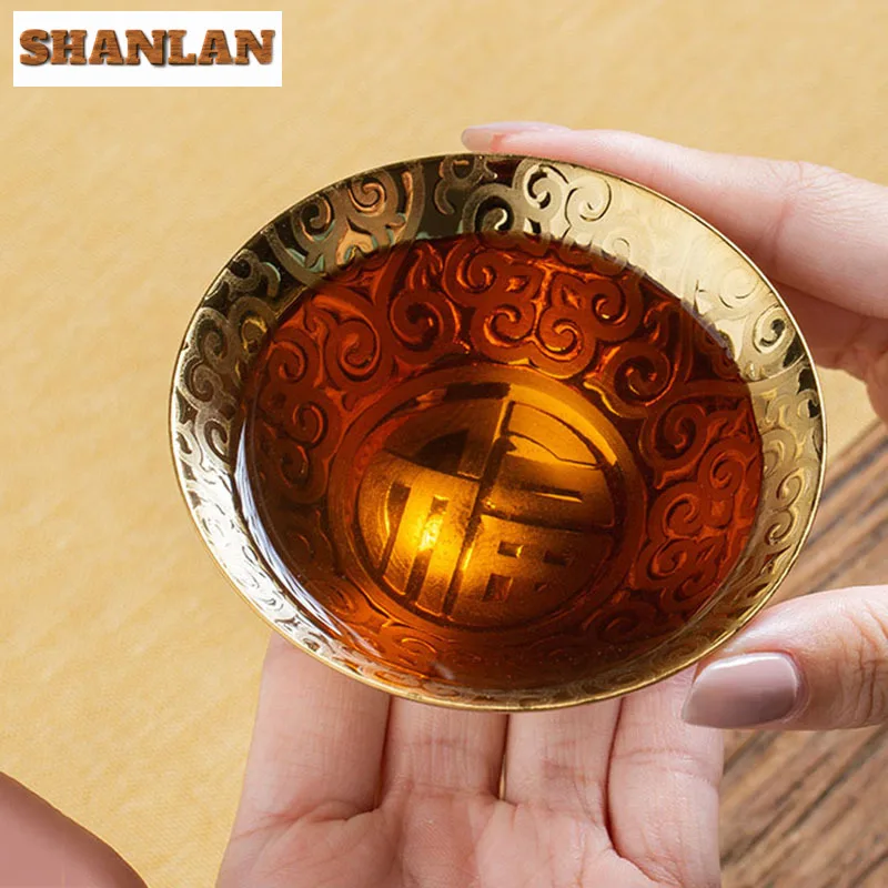 Multicolor Gilding Tea Cup Ceramic Teacup Chinese Style Retro Handmade Golden Tea Cup Vintage Tea Set Home Tea Bowl Master Cup