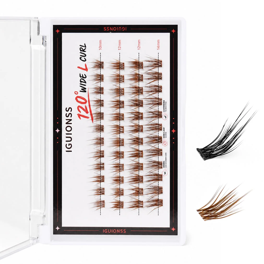 LINYAGSSE IG2350 L Curl Wimpernbüschel Schwarz Braun DIY Einzelwimpern Cat Eye Wispy Cluster Wimpernverlängerungen – Detail 5