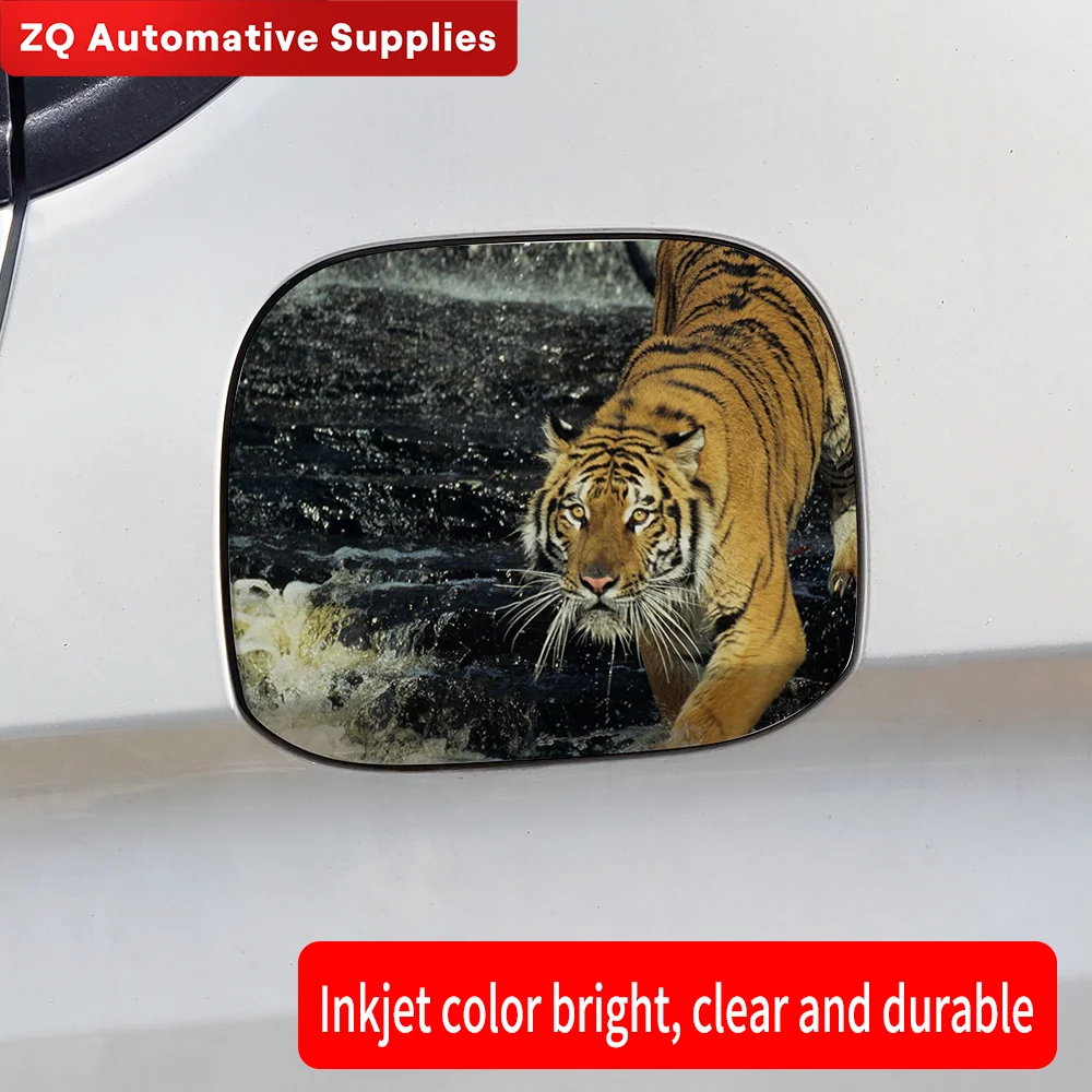 Tiger Car Fuel Tank Cap Trim Cover Decoration Sticker Anti-Scratch Trim Cover Waterproof Sunscreen Auto Tank Sticker Accessories