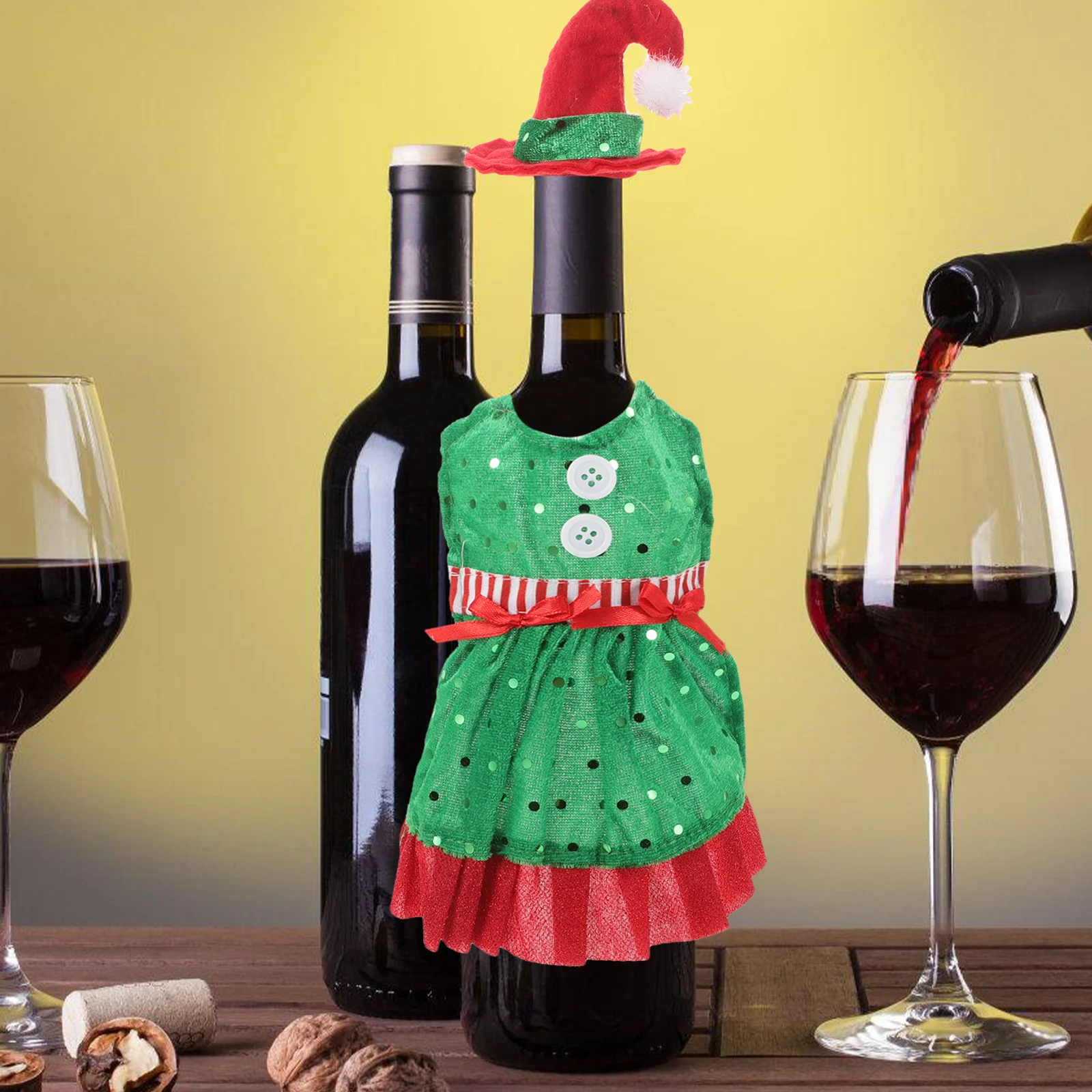

2pcs Christmas Wine Cover Elf Bottle Sleeve Decorative Cloth For Xmas Party Decoration Reusable Bottle Decor Kitchen Bar Tool
